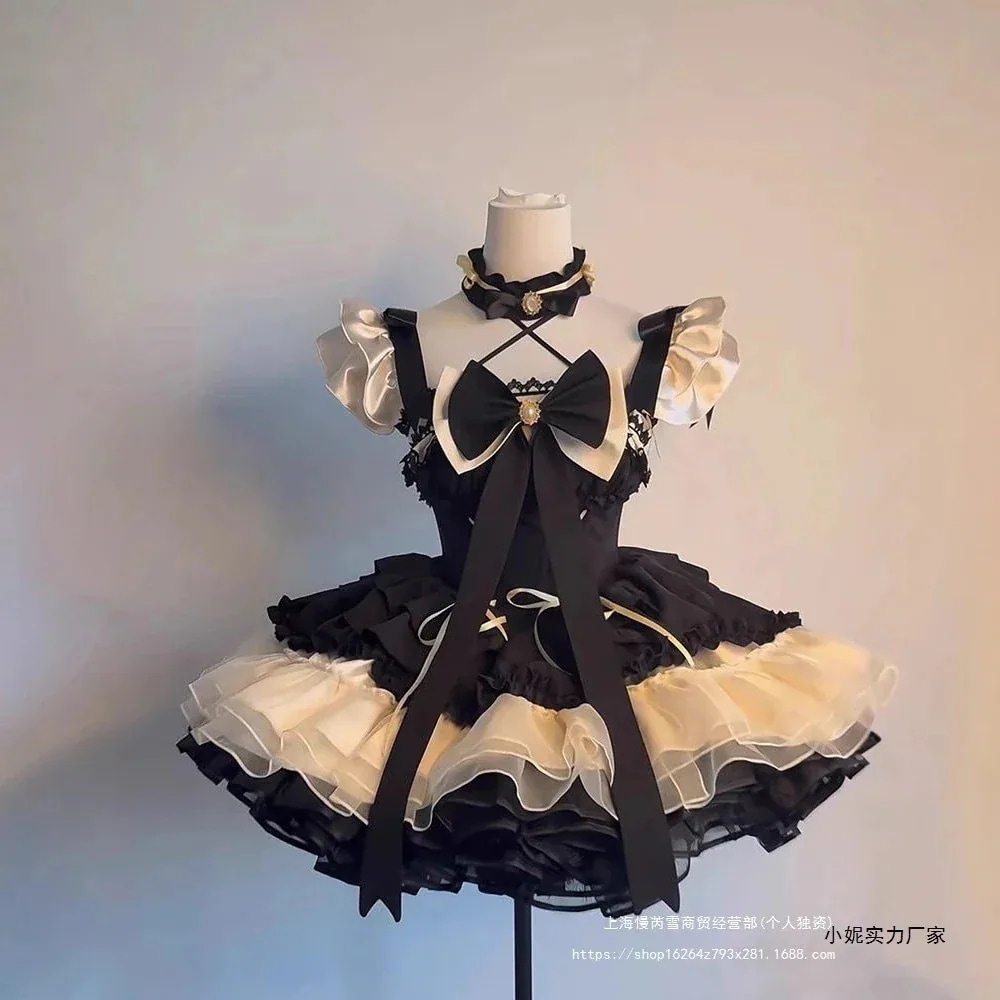 5.12【迅速な発送】甘美かわいいロリータドレスプリンセスドレスリボン小飛袖フリル