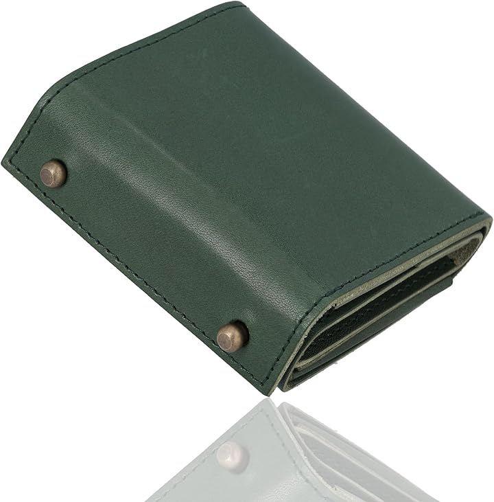 財布 メンズ 2つ折り 栃木レザー 本革 ミニ財布 箱型 箱状 小さい財布 コンパクト財布 小銭入れ 見やすい 使いやすい ブック型 ボックス型 日本製 お札が折れない (グリーン) 7,726円