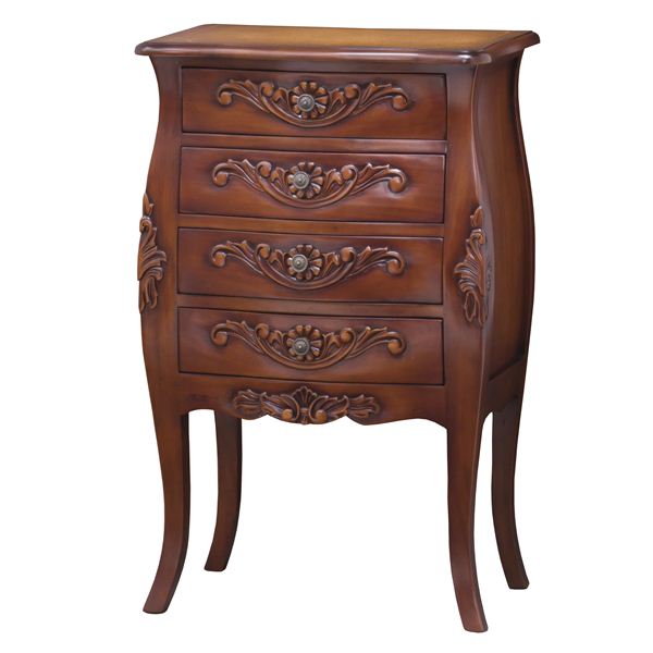 アンティーク調チェスト (4段 ブラウン) 幅55cm 木製/マホガニー 引き出し付き 『コモ』 猫足 (完成品)