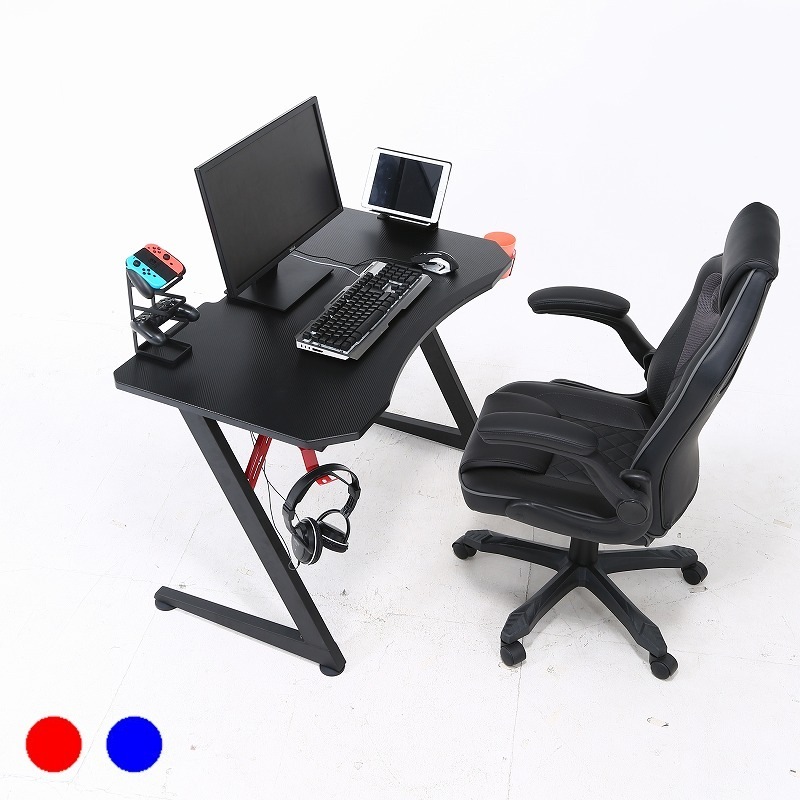 ゲーミングデスク PCデスク 幅110cm ヘッドホンフック付　ドリンクホルダー付　コントローラースタンド付