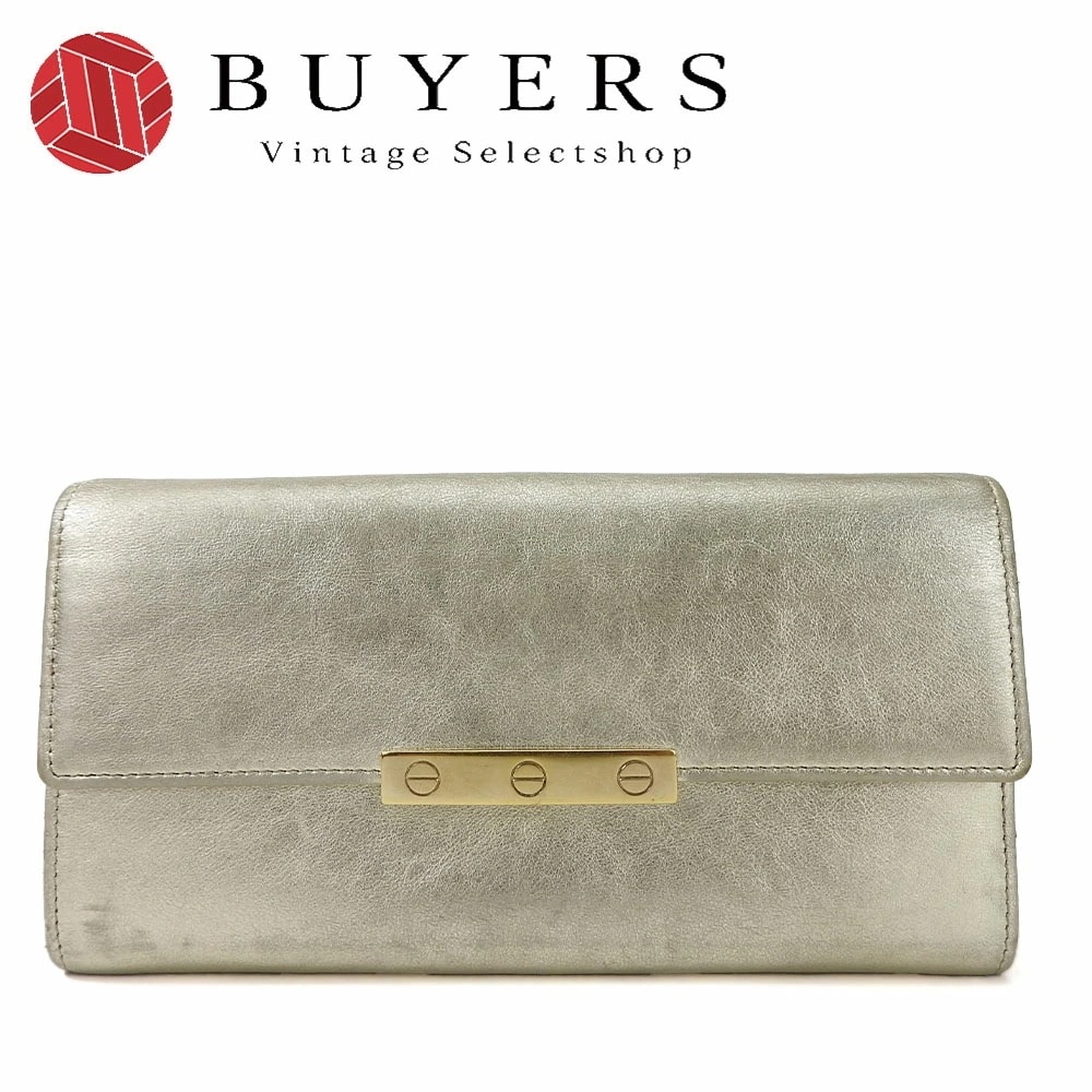 中古 カルティエ 二つ折り 長財布 L3000823 ラブコレクション レザー 革 シャンパンゴールド ゴールド金具 普段使い 小物 レディース 女性 Cartier long wallet