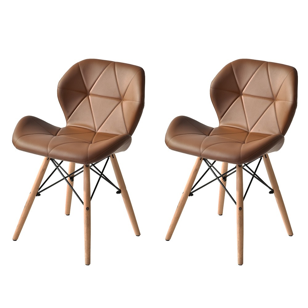 【国内発送送.料無料】【2脚】【 ホワイト】ダイニングチェア 　ファブリック椅子 イス レザー　食卓椅子　レトロ モダン 北欧 コンパクト リビングチェア