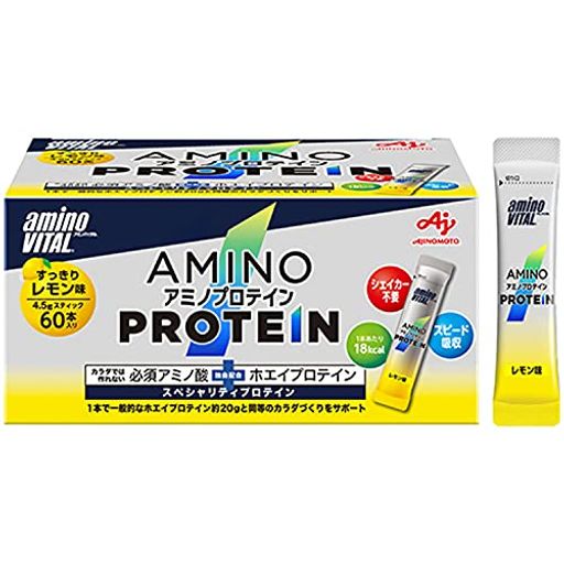 味の素 アミノプロテイン レモン味 60本入箱 アミノ酸 BCAA EAA ホエイプロテイン シェイカー不要 計量不要 携帯性