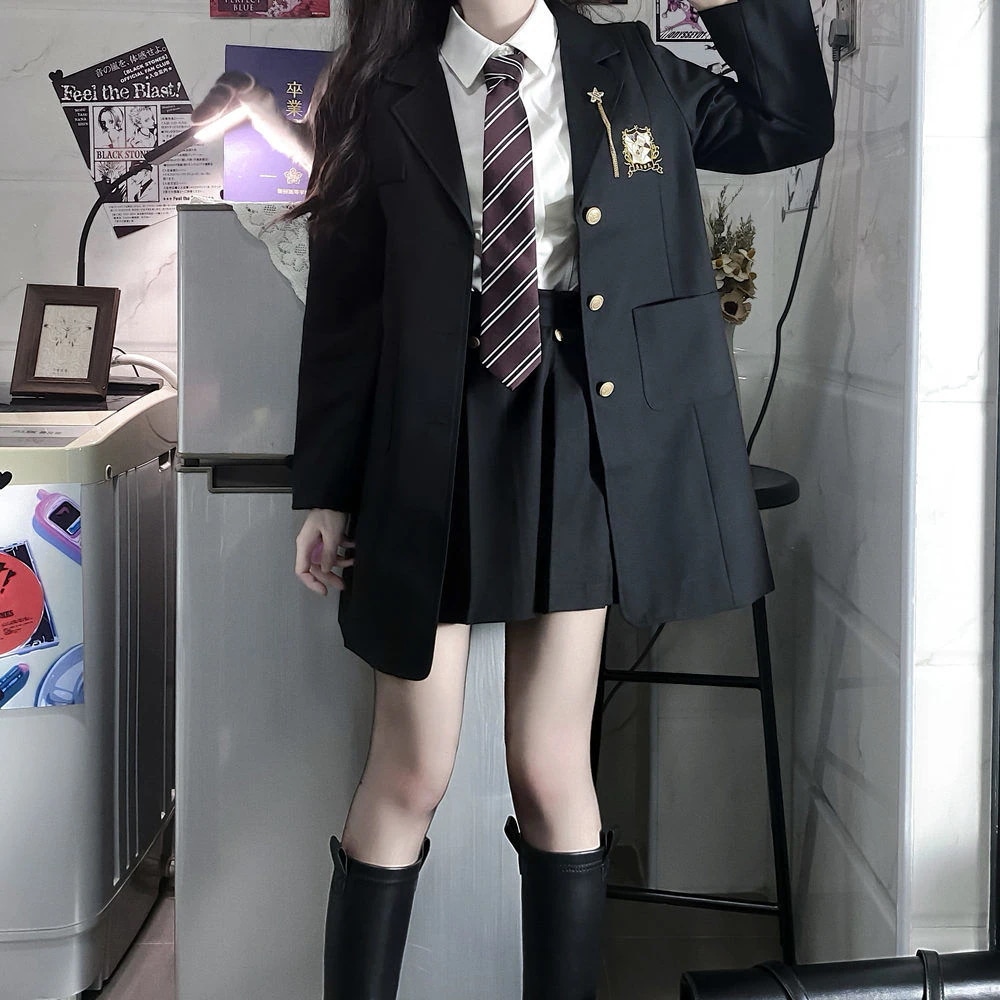 【大好评】セットJK制服 韓国制服スーツ 制服 セット学生服 上下セット jkユニフォームスーツ刺繍ミドル丈ブレザーレディーススーツ