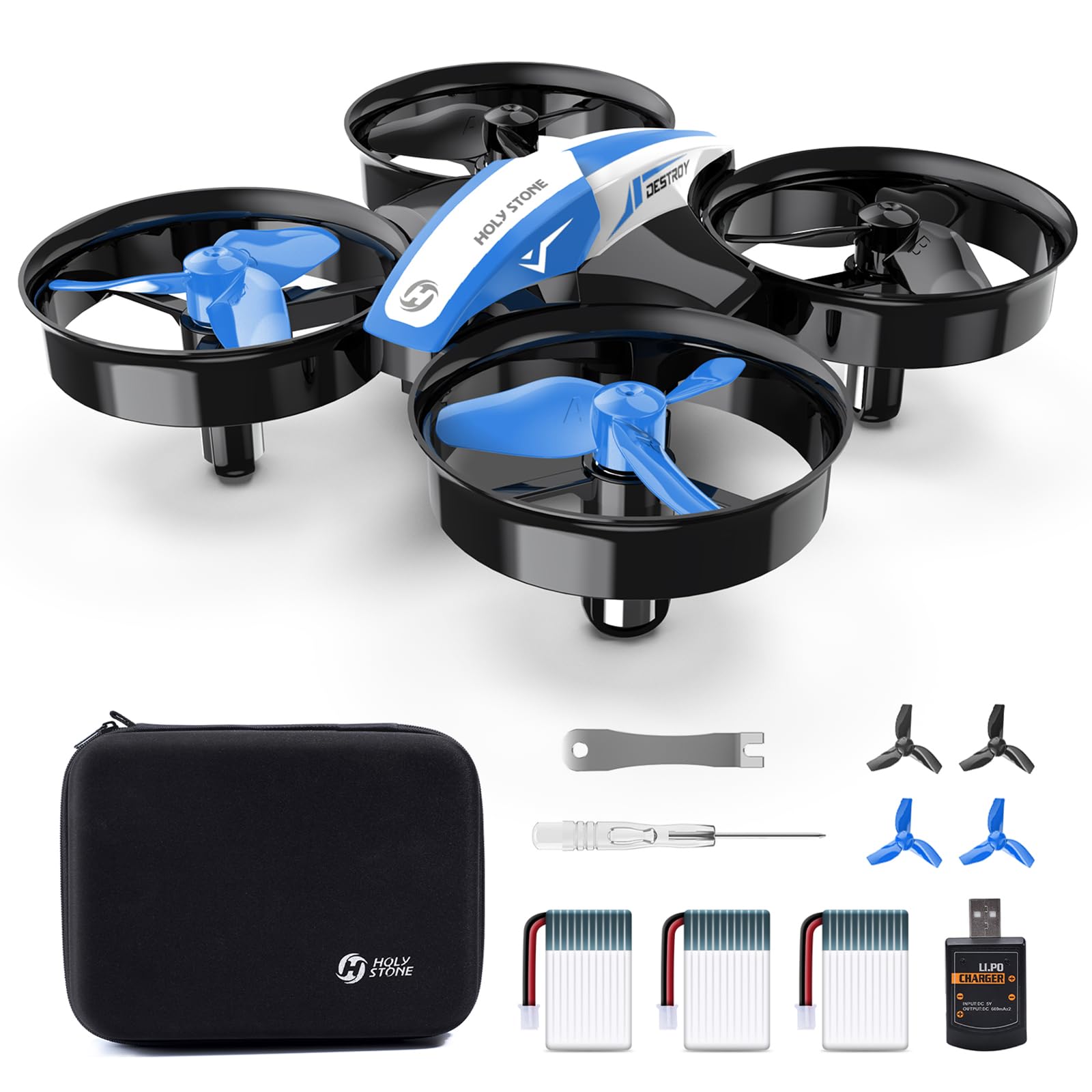 Holy Stone ドローン ミニドローン 室内 初心者 収納ケース付き 100g未満 バッテリー3個付き 飛行時間27分 安定性 高度維持 モード1/２自由転換 ヘッドレスモード搭載 クリスマスプ