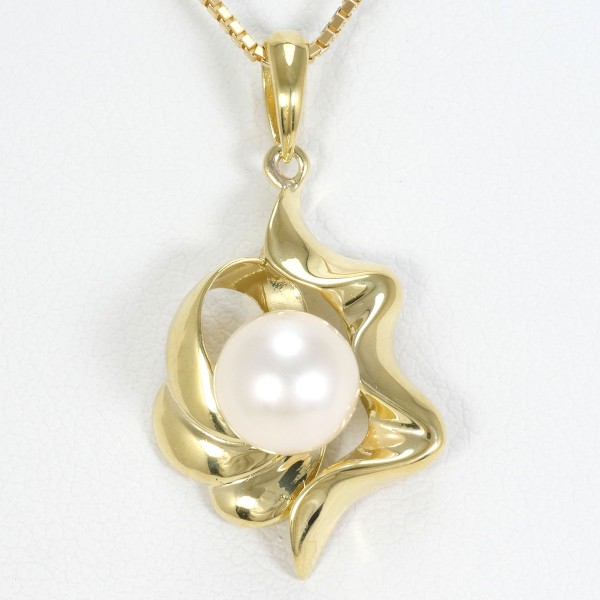 K18 18金 YG イエローゴールド ネックレス パール(真珠) 約40cm ジュエリー 中古