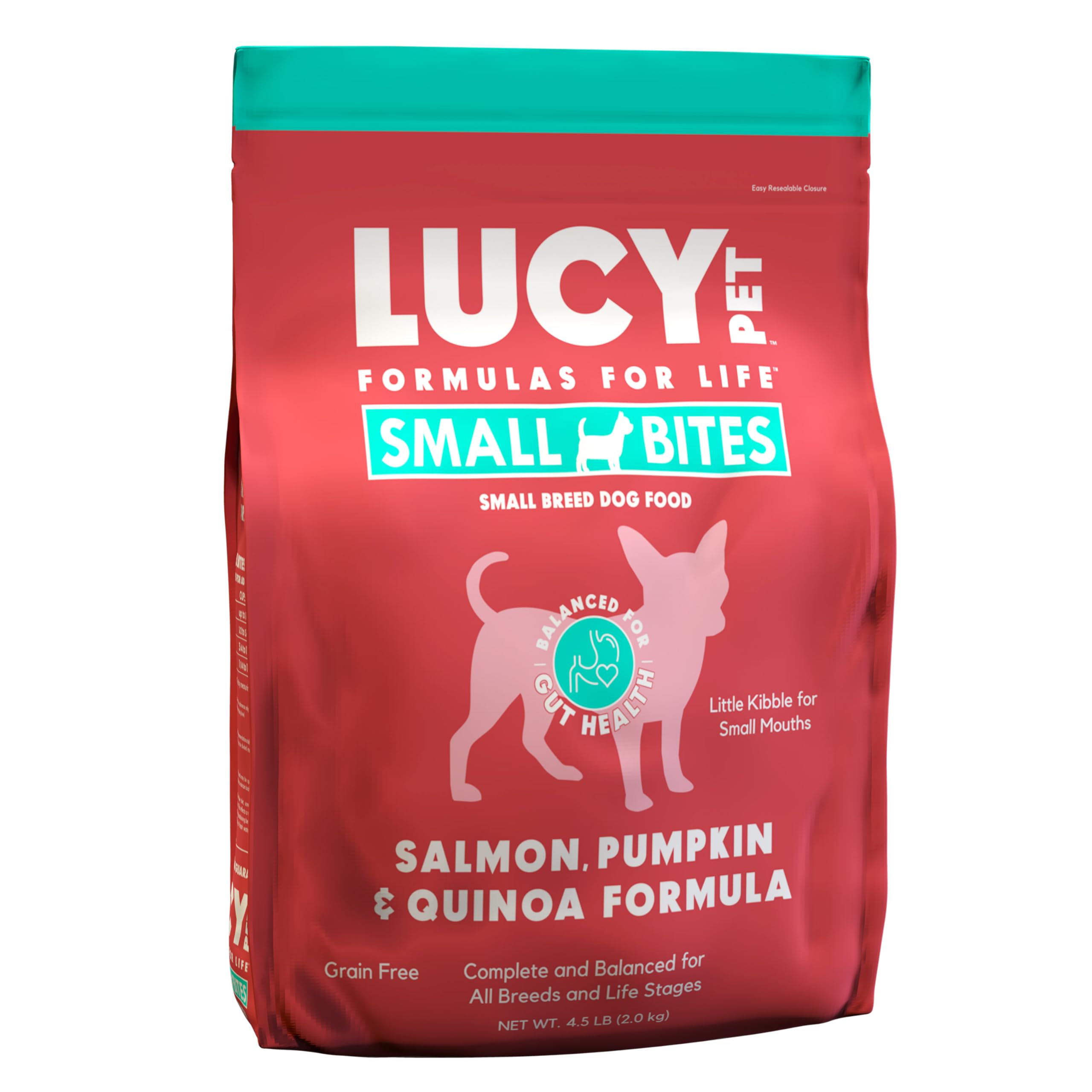 【全国送料無料】 LUCY PET ルーシーペットプロダクツ サーモン・パンプキン＆キヌア ドライドッグフード 小粒タイプ 4.5ポンド(2kg)