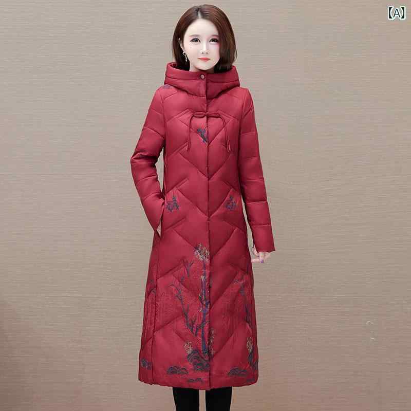 ジャケット ダウンジャケット レディース ミドル丈 刺繍 ダウン 冬 ワイド 厚手 暖かい ホワイトダックダウン 11,565円