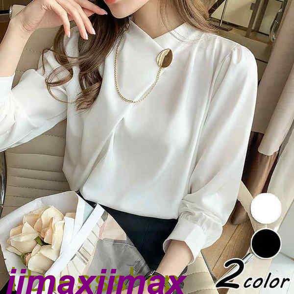 ブラウス レディース きれいめ 40代 春夏秋新作 オシャレブラウス 白 シフォンシャツ 長袖トップス 大人 上品 通勤 ゆったり シャツ30代 50代 4,949円