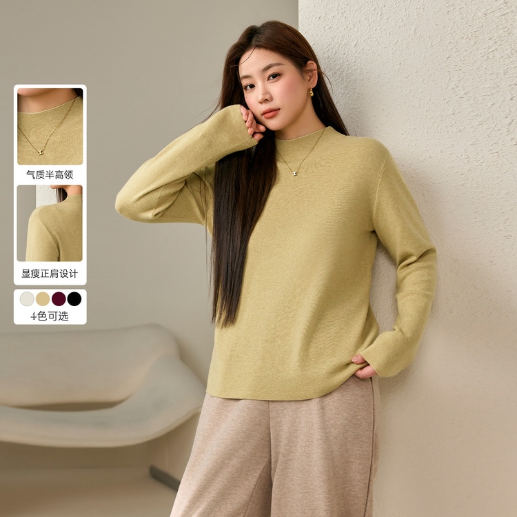 Xianlixiu プラスサイズの婦人服シンプルな気質無地多用途スリムハーフタートルネックセーター脂肪ミリメートル 2024 冬の新スタイル