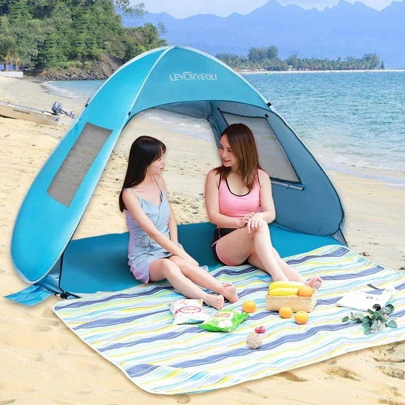 [期間限定30%値下げ]超商品 屋外 砂浜 テント 速開 自動 簡易 日除け海辺レジャー日除け二重窓2つ買うと200オフ