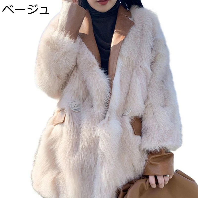 レザージャケット レディース ファーコート 切り替え 毛皮コート 革ジャン PUレザー ショール バイクジャケット エコファー フェイクファー パッチワーク アウター 春秋冬 ポケット付き ファッショ