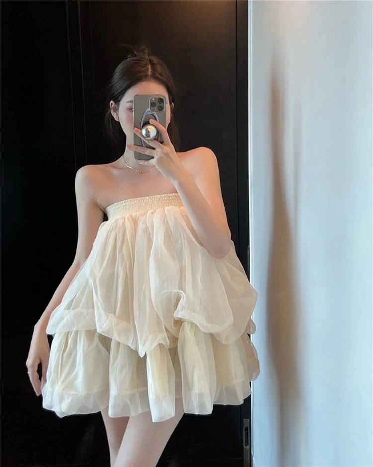 INSスタイル 一言の肩 ブトップ ロマンティック sweet系 ミニスカート セクシー