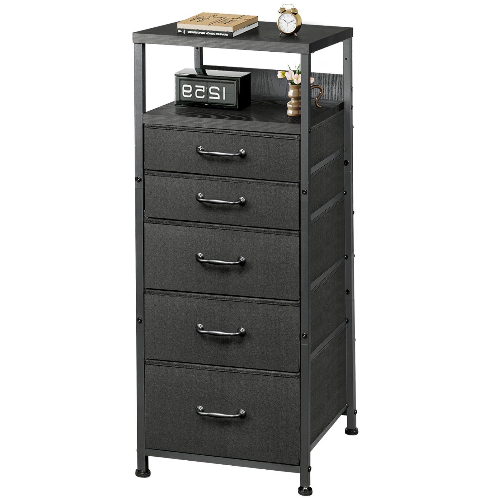 YeTom タンス 収納チェスト 洋服タンス たんす 箪笥 衣類収納 引き出し付き おしゃれ 収納ケース おしゃれ スリム 脱衣所収納 大容量 天板付き 6段5杯 40*30*93.5cm 黒い