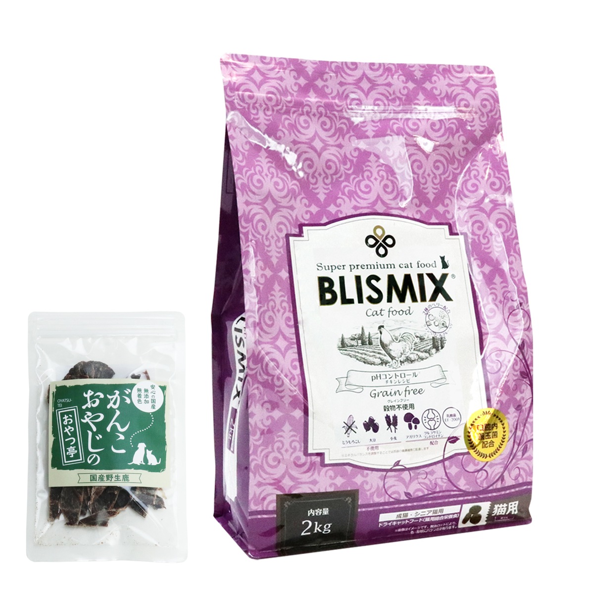 キャットフード pHコントロール チキンレシピ 2kg【国産鹿肉ジャーキー付き(お試しサイズ)】