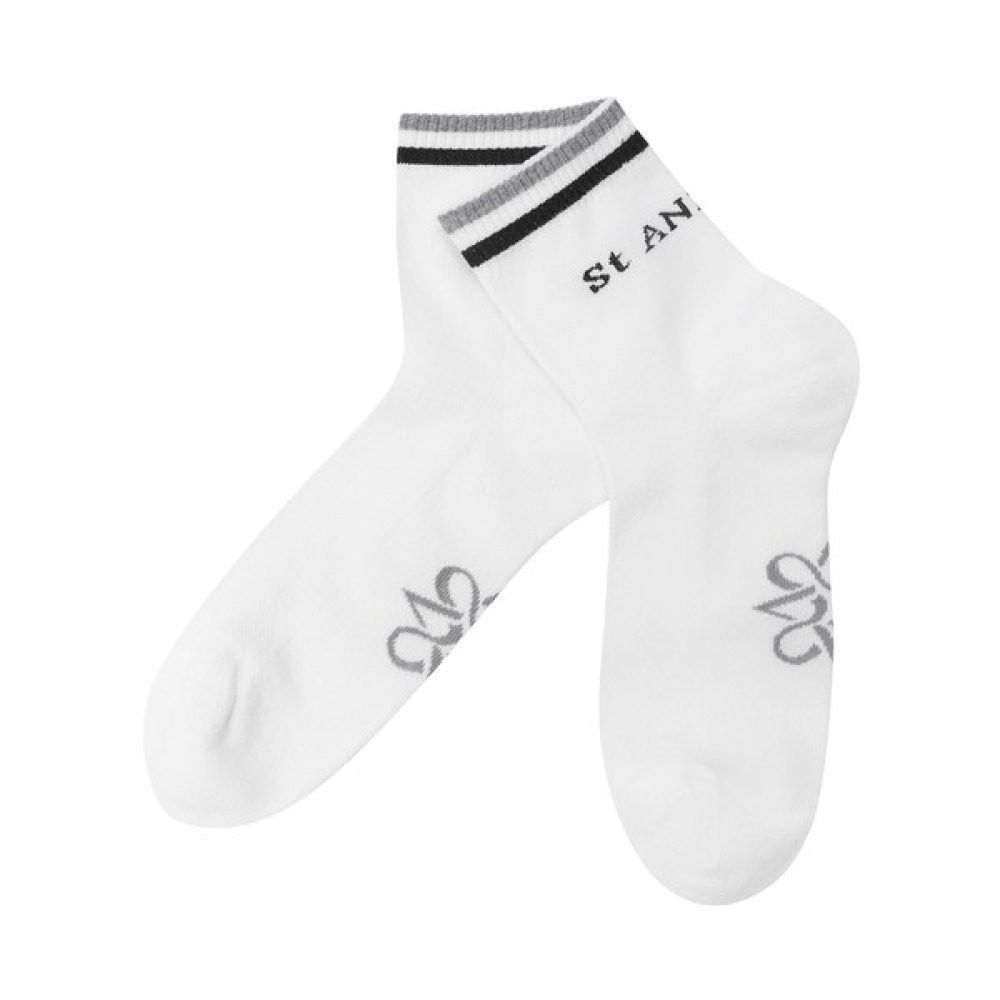 [St Andrews] メンズカラーラインロゴミッドカーフソックス