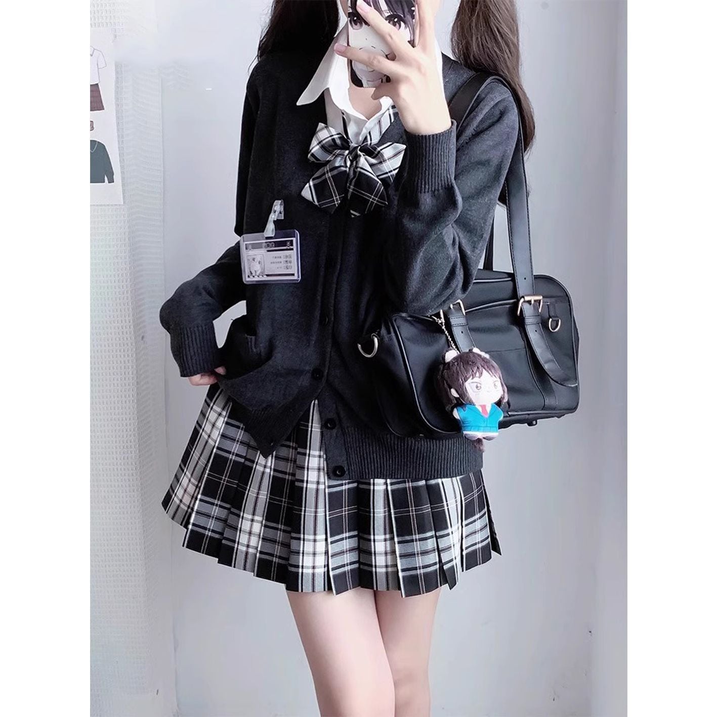 オリジナル正規JK制服秋冬学校用長袖セーターカーディガンスカートシャツ女日系学院風スーツ