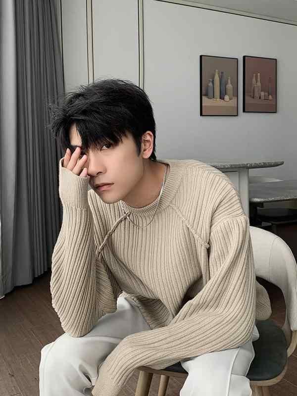 シャツ メンズ 冬 ニット クルー ネック セーター 厚手 インナーボトム 韓国 ソリッドカラー カップル セーター