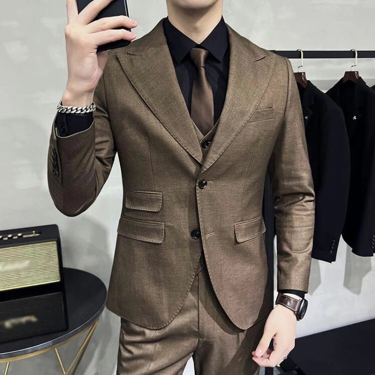 スリムスーツ 結婚式スーツ メンズ シングルスーツ 披露宴 パーティー 忘年会 二次会 細身スーツ 大きいサイズ ビジネススーツ 2点/3点セット ジャケット+パンツ+ベスト スーツ 通勤 成人式 フ