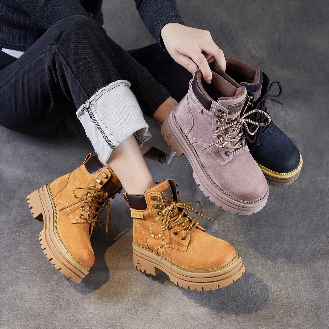 本革 レディース 2025 身長アップ ピンク 小さめ 英国風 ショートブーツ 厚底