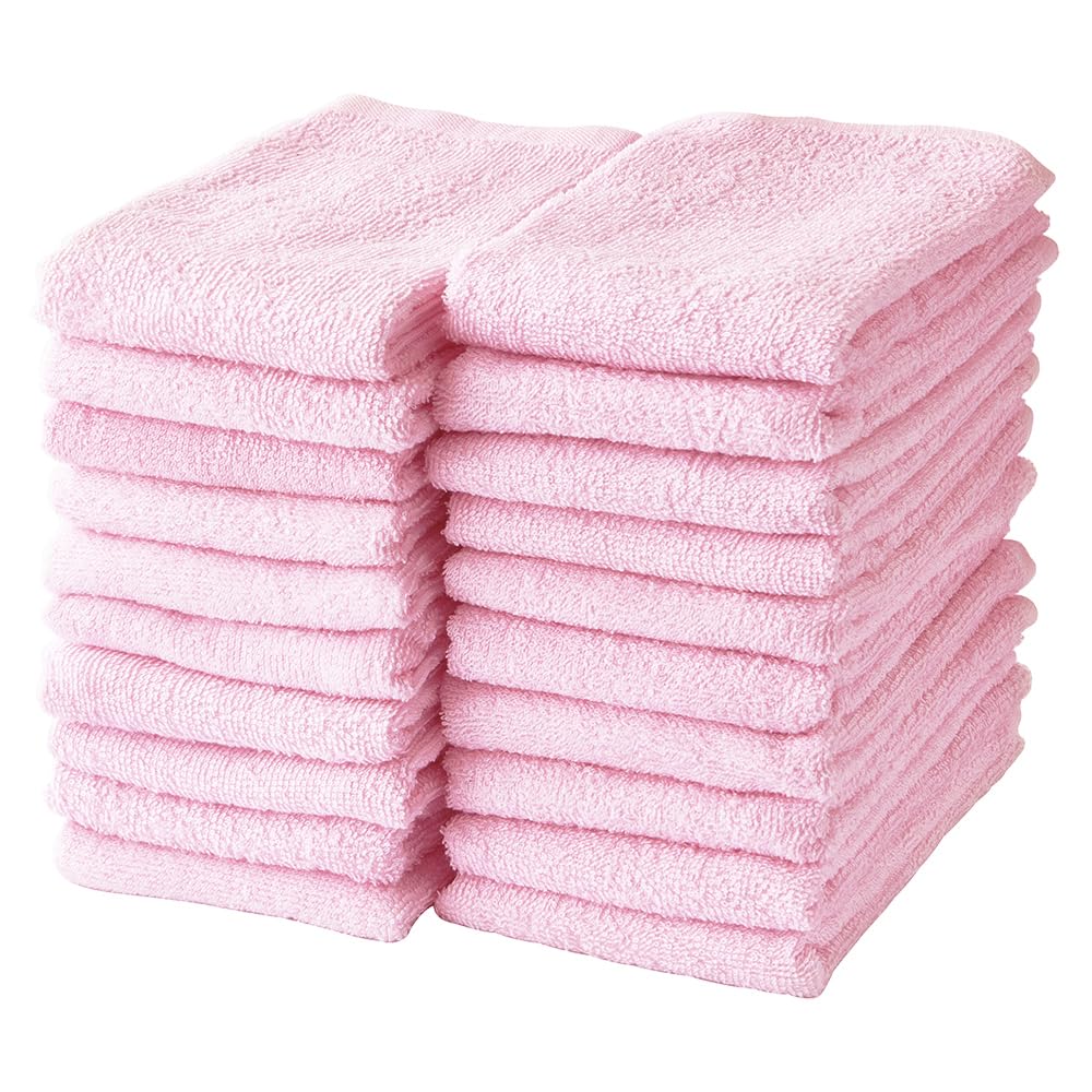 GamachaTowel フェイスタオル同色20枚セット (ベビーピンク) 約3480cm