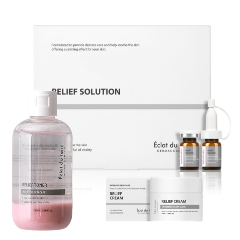 [韓国純正]エカラ裏地リリーフクリーム50ml+カラミントナー200ml+レリーフソリューション水分アンプル1box（5ml×5ea）+シートマスクプレゼント贈呈/にきび肌/敏感肌/落ち着き効果/トラ