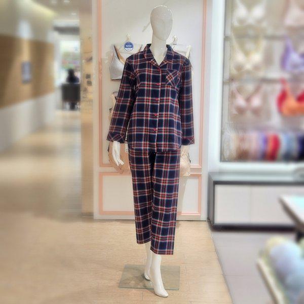 純綿チェック女性パジャマ WP8880A-NAVY_s