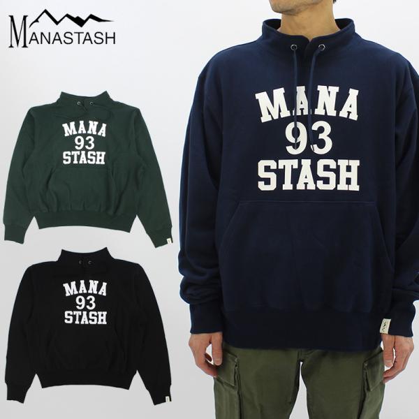マナスタッシュ MANASTASH メンズ COLLEGE LOGO STAND COLLAR SWEATスウェット 長袖 クルーネック 男性
