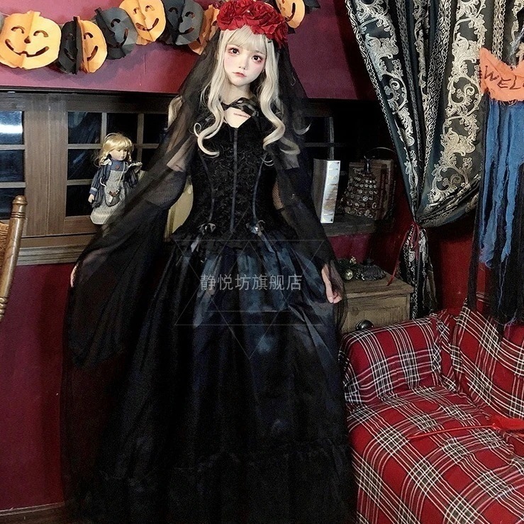衣装鬼花嫁魔女吸血鬼服仮装舞踏会コスプレ衣装ゴシックロングスカート女