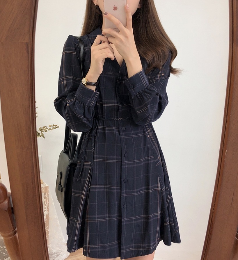ワンサイズ デート モテアイテム シャツワンピース ミディアム丈 チェック柄 レトロ 可愛い きれいめ 上品 おしゃれ かっこいい 可愛い ラブリー キュート ガーリー クール モード系