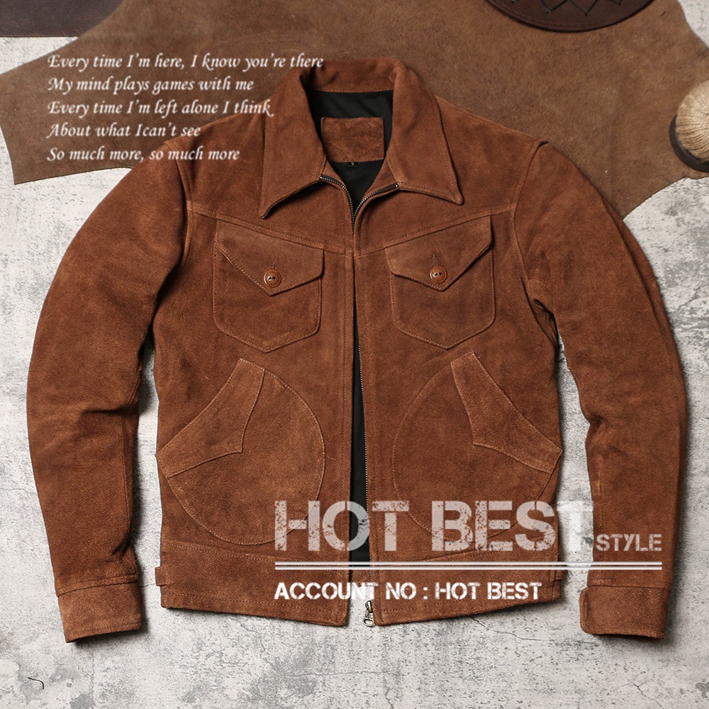 1.0mm カウスエード 復刻40s アビエイタースタイル レザージャケット ギフト メンズ 革ジャン 牛革