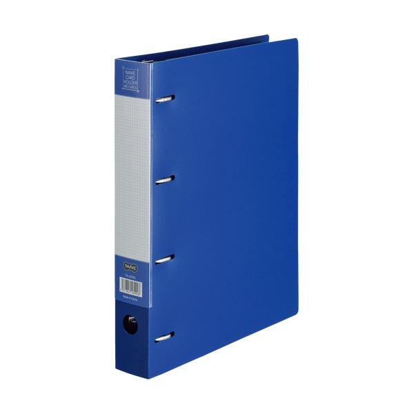 （まとめ） TANOSEE 名刺ホルダー 差替式A4タテ 4穴 600名用 ヨコ入れ ブルー 1冊 10セット 15,308円