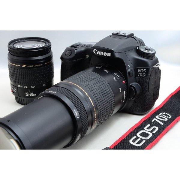 【中古】キヤノン Canon EOS 70D 超望遠ダブルズームセット 美品 新品Wi-SDカード付き 52,680円