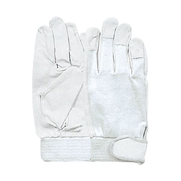 （まとめ）豚革甲メリヤスマジック付 白 L R-29-W-L 1双 [x5セット]