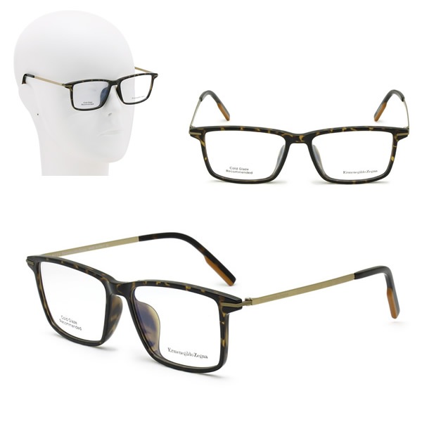 フレームのみ EZ5211-D/V 052 56 Ermenegildo Zegna ハバナ サテンゴールド メガネ 眼鏡 アジアンフィット