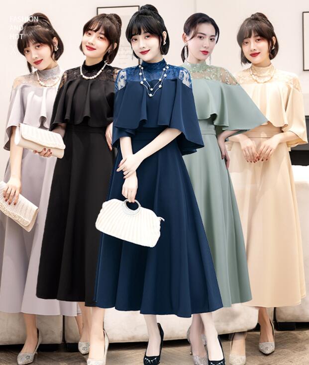 ドレス レディース 発表会 演奏会 お呼ばれ ロングドレス 結婚式 ワンピース 袖あり 7分袖付き マキシワンピ パーティー フォーマル 大きいサイズ デート 女子会 食事会 誕生日会 XS-3XL