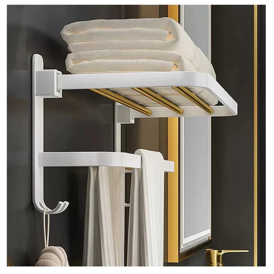 バスルームシェルフ タオル掛け/タオルハンガー/タオル掛け/タオルバ/壁掛けブラッシュドステンレススチールバスタオルバー壁掛け式バスタオルバー堅牢性耐久性