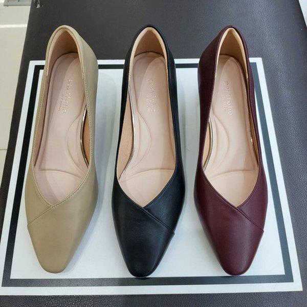 [幸福百貨店] 女性の足が楽な甲が細く見えるVライン5センチパンプス羊革靴OPFEFHP599