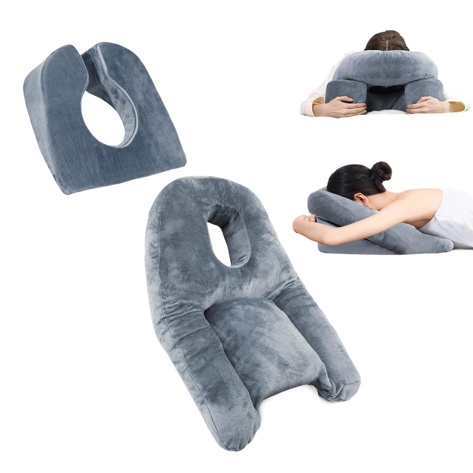 フェイスダウン枕 睡眠用 BBLまたは眼科手術の回復に 硝子体切除術または網膜手術用のうつ伏せ枕 うつ伏せ枕フェイスダウンスリープ 眼科手術後のフェイスダウン枕 シュレッドメモリーフォーム付きホームマ