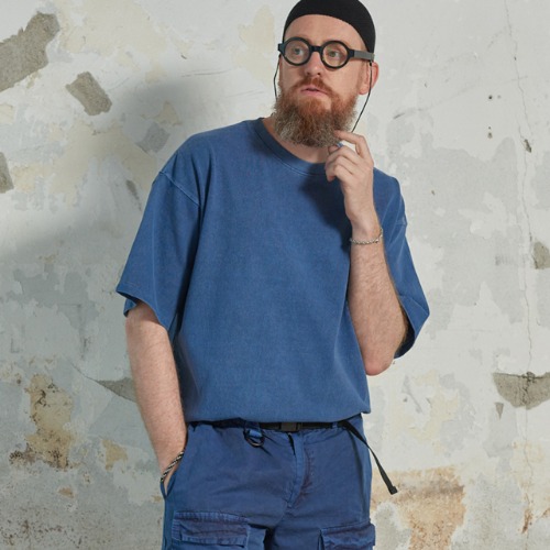 [送料無料]スミスアもー顔料ボックスTシャツブルー