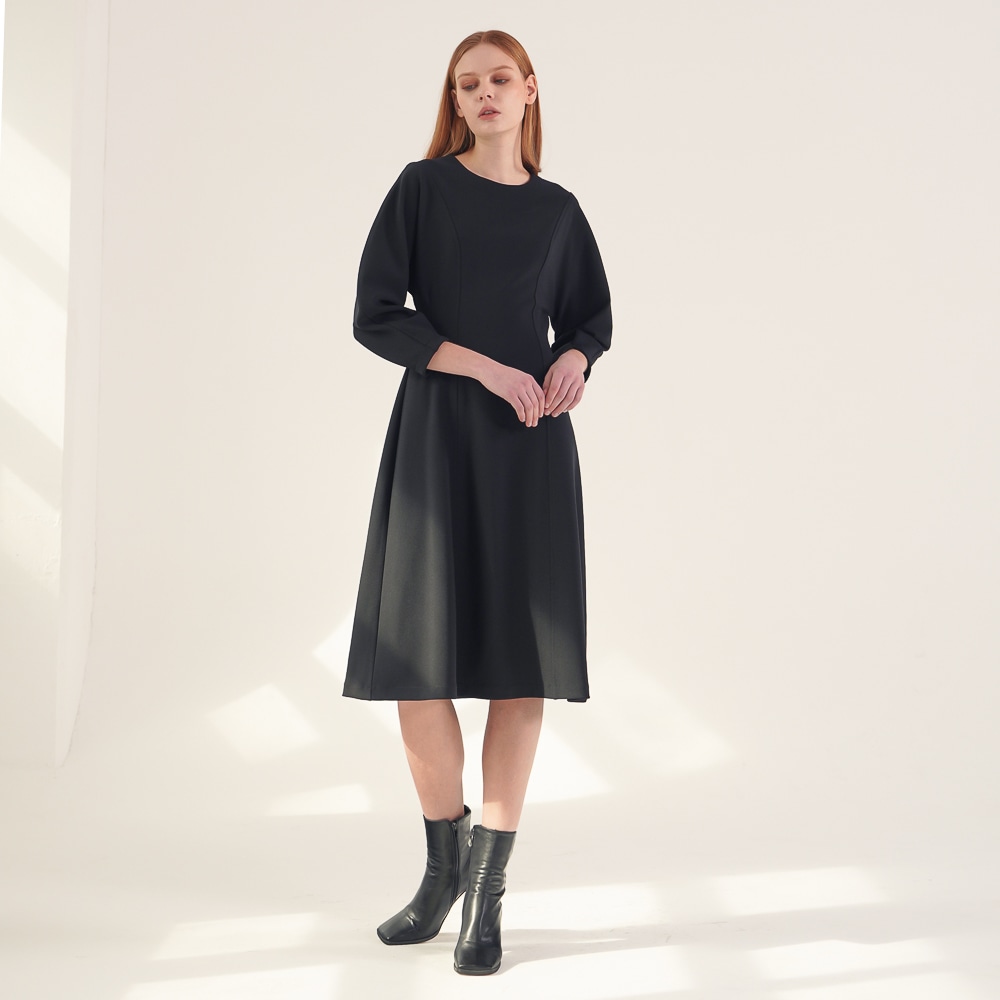 ACUD バルーンスリーブドレス_ブラック