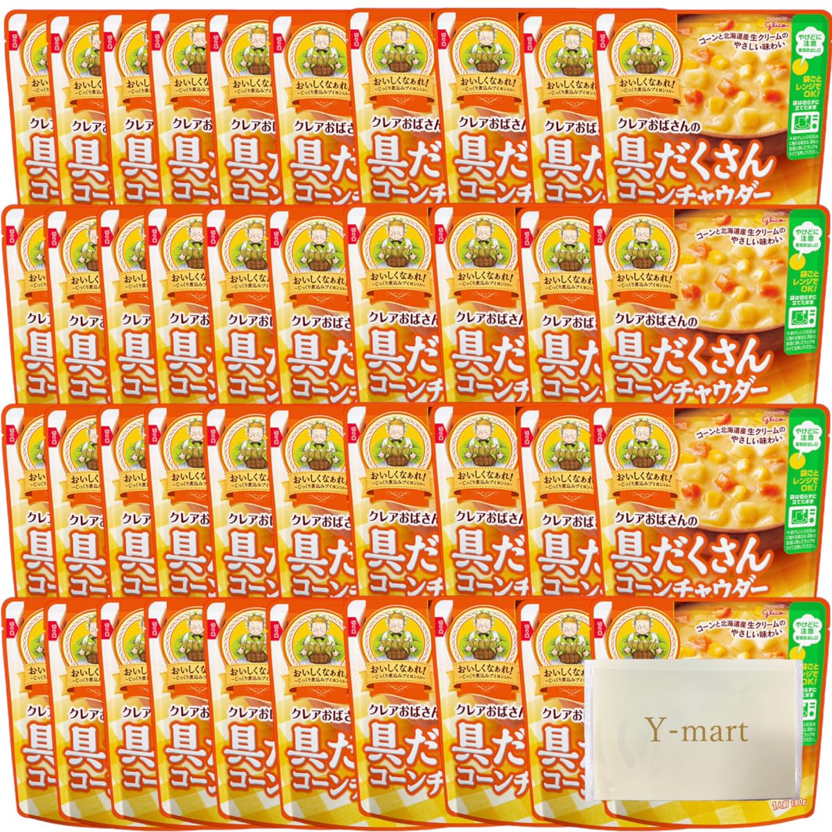 グリコ クレアおばさんの 具だくさん コーンチャウダー 180g【まとめ買い.オリジナルティッシュ付き】 (40個セット)