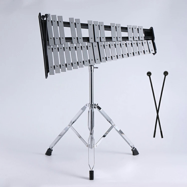32音 鉄琴 グロッケン 音楽打楽器 グロッケンシュピール オルフ楽器 卓上鉄琴 スタンド 折りたたみスタンド ポータブル 収納ケース付き 演奏 音楽会 発表会 学芸会 高さ調節可能 5,369円