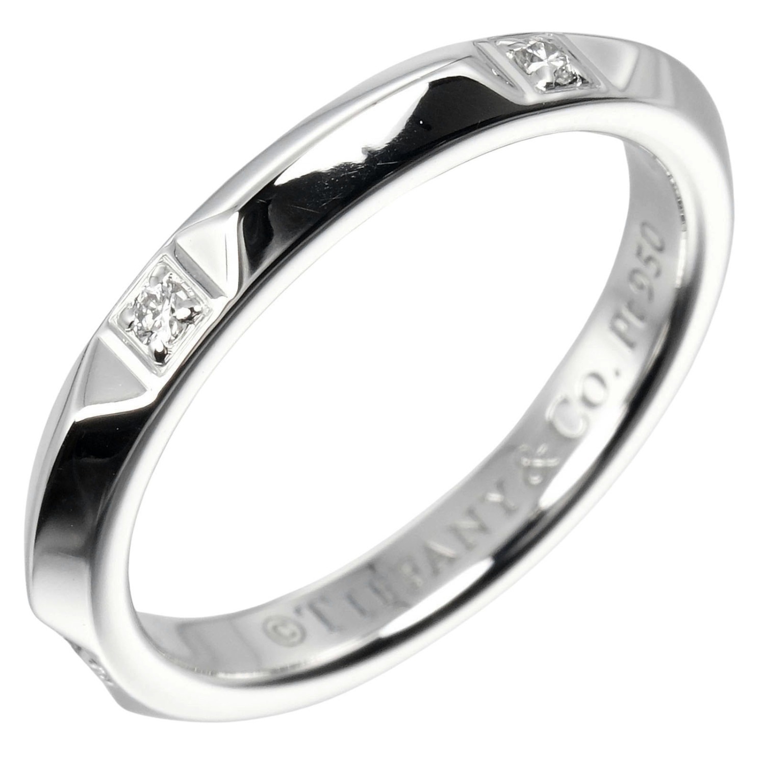 トゥルー バンド 2.5mmモデル リング・指輪 Pt950プラチナ 5Pダイヤモンド 6.5号 約4.16g レディース 中古品 Aランク