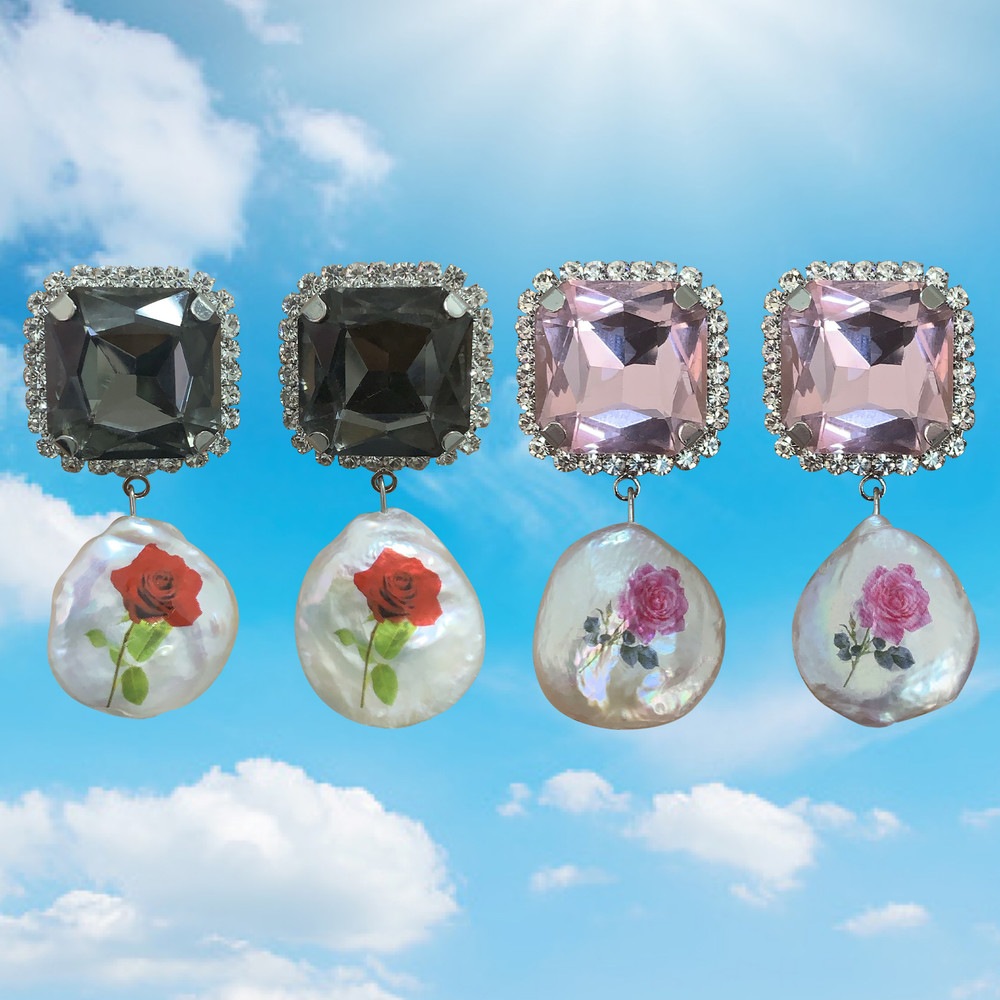 最安値挑戦！】 Seasonless Rose earrings_Blooming_Black イヤリング - aegis.qa