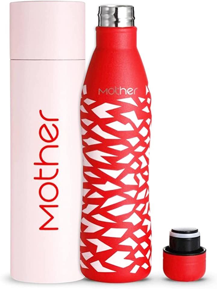 水筒 ステンレスボトル 保温 保冷 魔法瓶 木を植える支援 くびれ 500ml Neo Hippy( 赤, 500ml)