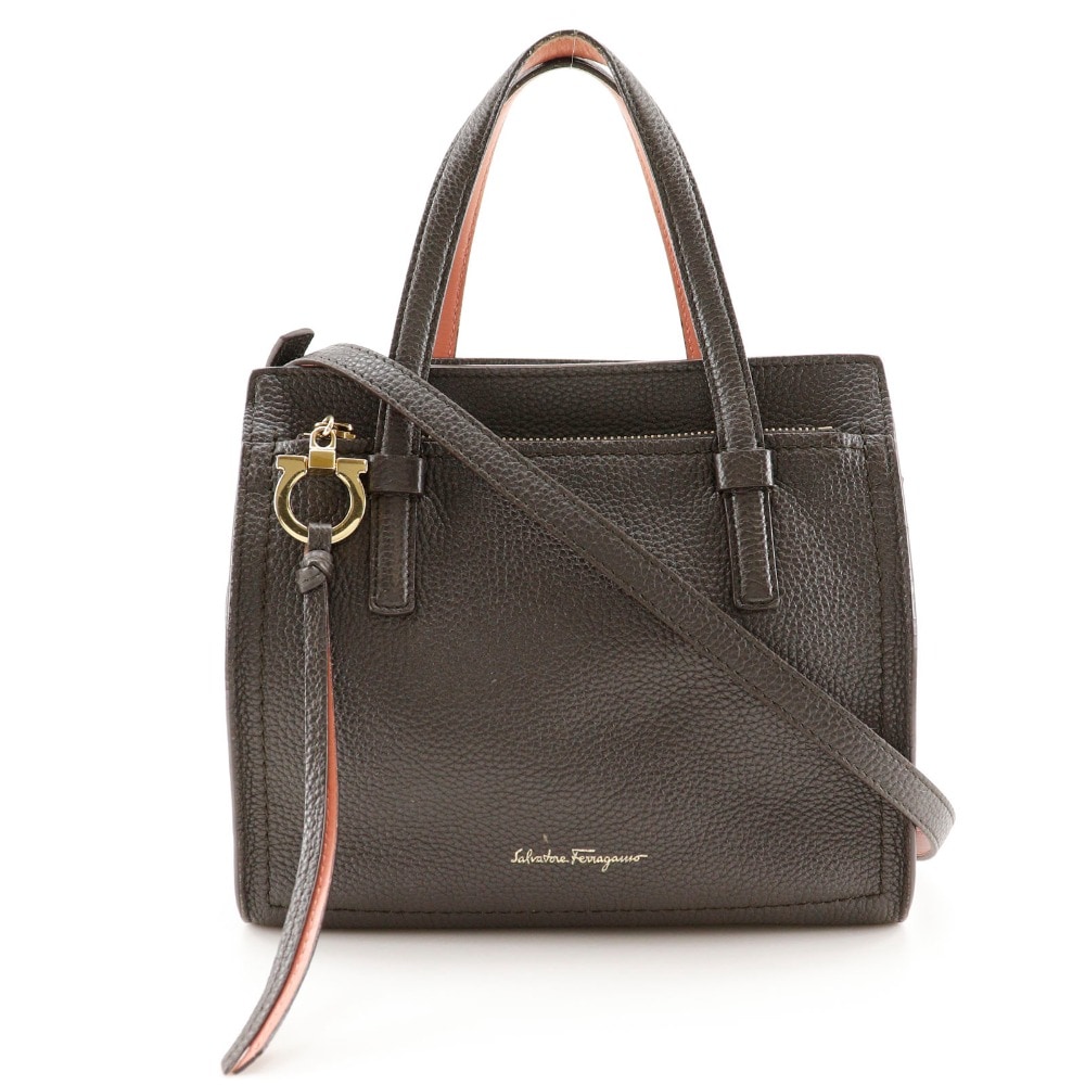 Salvatore Ferragamo サルヴァトーレフェラガモ エイミー 2WAYショルダー EE21-F478 ハンドバッグ カーフ こげ茶 ピンク レディース 中古品 38,870円