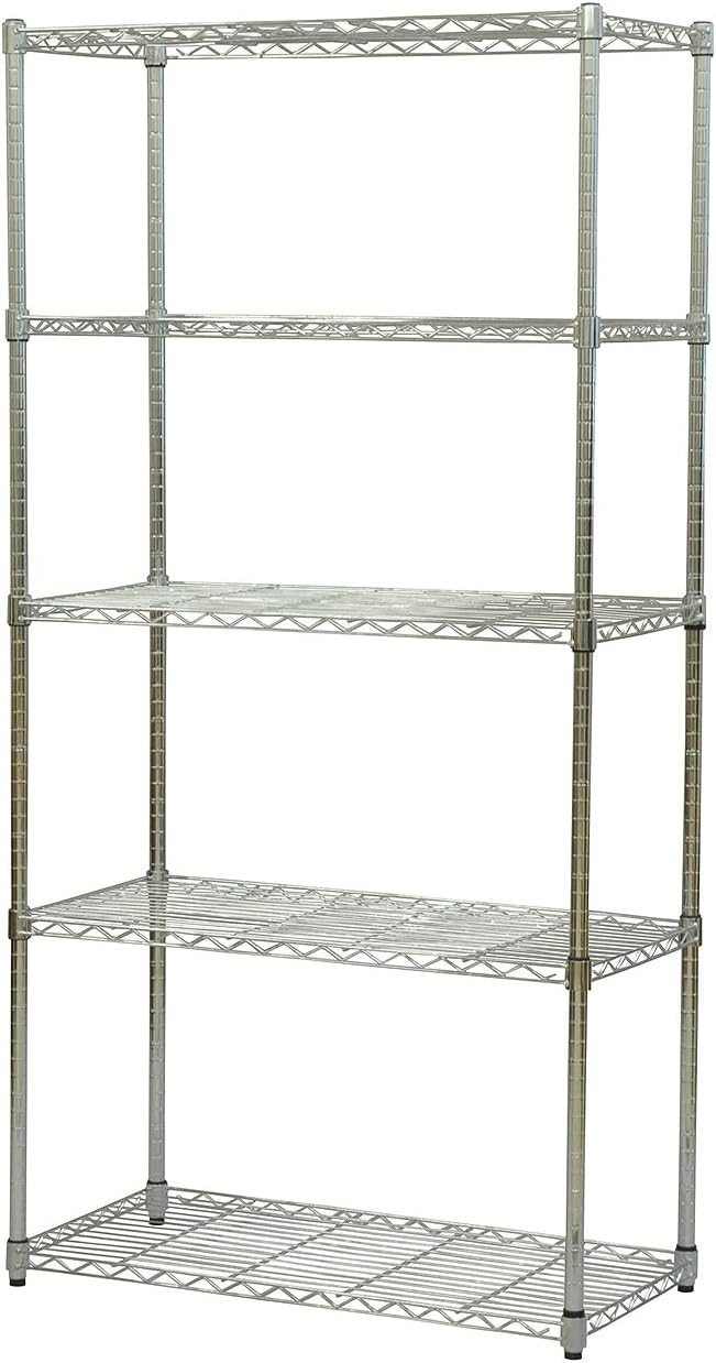 エイアイテック(AITECH) 25φスチールラックセット5段 幅90×奥行45×高さ180cm 組立品 メッキ YSR-9018