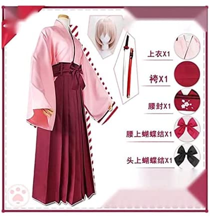 FGO 桜セイバー 沖田総司コスプレ 衣装 【S-XXLサイズ】フルセット （wig刀含む）