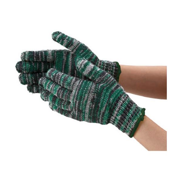 （まとめ）カラー軍手 雑色 緑 TGC-500-G 1パック（10双） [x10セット]